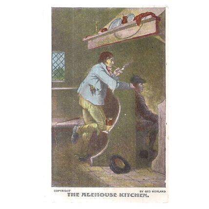 THE ALEHOUSE KITCHEN by Geo Morland unused anique postcard art =