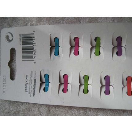 12 Goody Girls Bright Painted Metal Snap Hair Clips Black Blue Pink Purple Green