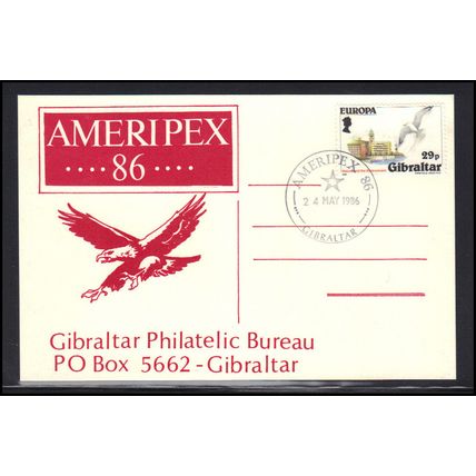 Postcard Event Cancel Gibraltar AMERIPEX '86 Box0341