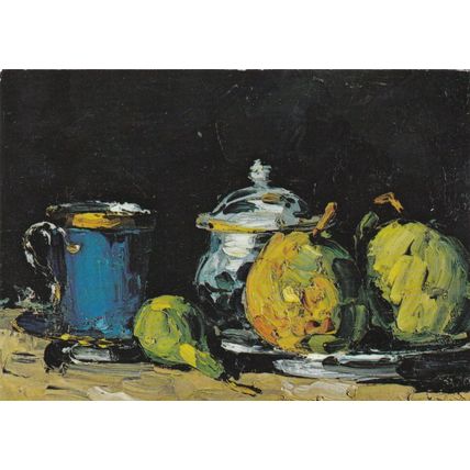 Paul Cezanne Pears and Blue Cup Postcard unused VGC