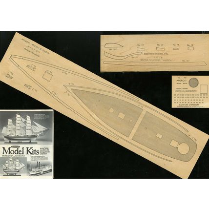 SCIENTIFIC 1851 YACHT AMERICA 1970 WOOD SHIP MODEL KIT 178 CLOTH SAILS