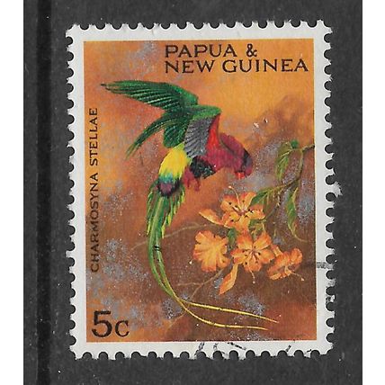 PAPUA NEW GUINEA 1967 CHRISTMAS PARROTS 5c PAPUAN LORY SG 121 FINE USED