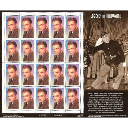 James Cagney Legends of Hollywood Sheet of Twenty Scott 3329