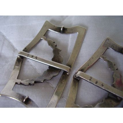 Antique c19th French Silver Shoe Buckles Boar's Head Hallmark Buckle Design 294