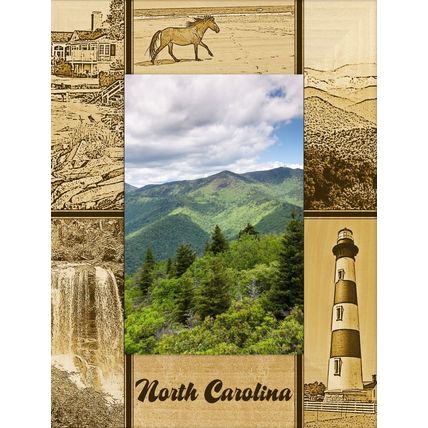 North Carolina Laser Engraved Wood Picture Frame Portrait (4 x 6)