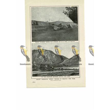 Scenery Between Bolivia & Peru, South America, Book Illustration (Print), 1909