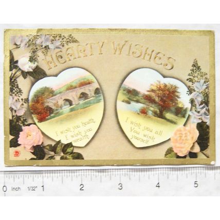 1911 postcard Hearty Wishes