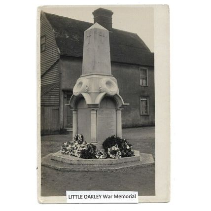 Little Oakley War Memorial, Essex, RP Postcard.