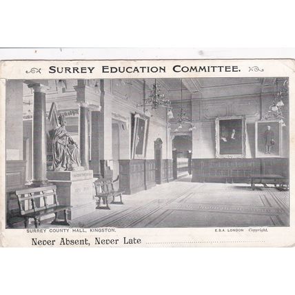 B893 KINGSTON -SURREY COUNTY HALL. REWARD PRINTED POSTCARD