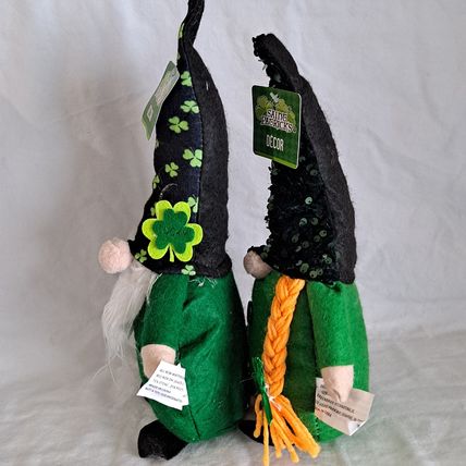 New Lot 2 PLUSH ST PATRICK'S DAY 13" GNOMES Bean Bag Greenbrier Decor Felt