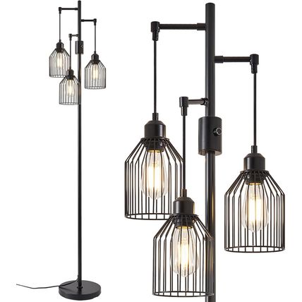 Dimmable Floor Lamp for Living Room, Farmhouse Floor Lamps with Elegant Hanging