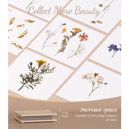 Wakhow Flower Press Kit, 11.02" X 11.02" Large Wooden Flower Pressing for Adults