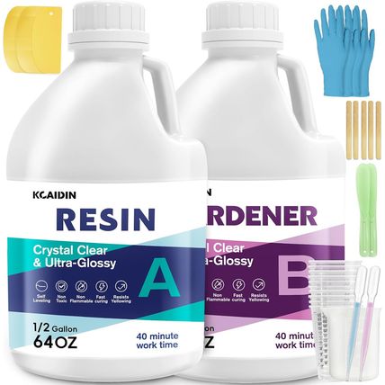 Epoxy Resin, 1 Gallon/128Oz Crystal Craft, Self-Leveling Bubbles Free Resin and