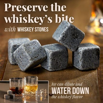 Mixology & Craft Whiskey Stones Gift Set for Men - 2 Glasses, 8 Chilling Rocks &