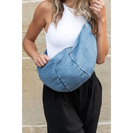 Dusk Blue Large Capacity Denim Crossbody Bag