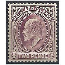 Falkland Islands 1904 SG45 2d Purple Mounted Mint ..