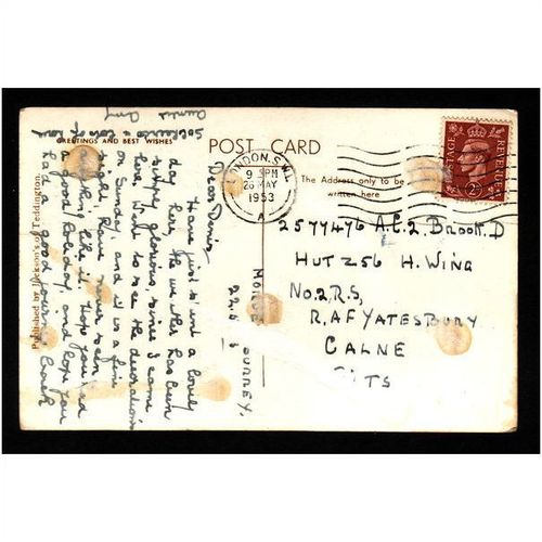 LONDON POST CARD - HAMPTON COURT MULTIVIEW USED MAY 1953