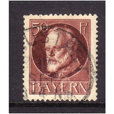 GERMANY STATES BAVARIA 1914 50pf CHOCOLATE SG186 FINE USED
