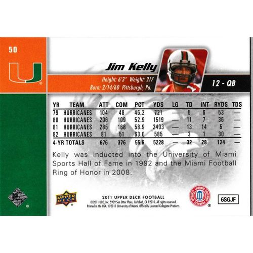 2011 Upper Deck - #50 - Jim Kelly