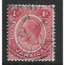 JAMAICA 1929 1d CARMINE RED SG 58 FINE USED#