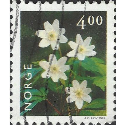 NORWAY, FLOWER, Wood Anemone, Anemone nemorosa, black 1999, 4.00Kr, #2