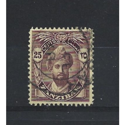Zanzibar.SG314 25c Sultan Khalifa bin Harub (Purple/Yellow).Fine Used.Jul24d
