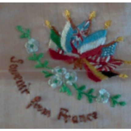 Vintage 1920's France Souvenier Handkerchief