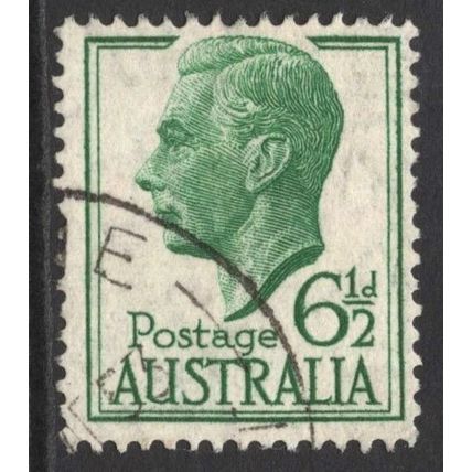 AUSTRALIA 1950/57: KING GEORGE VI DEFINITIVES - 6½d GREEN USED (G1)