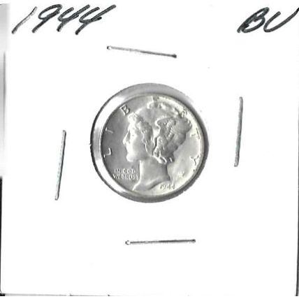 1944 US Silver Mercury Dime BU