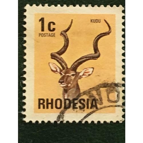 Rhodesia QEII 1974 1c Greater Kudu Used SG 489 Sc 328 postage stamp antelope