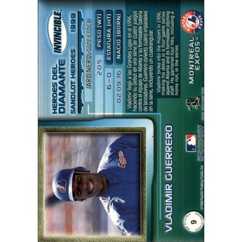 1999 Pacific Invincible Vladimir Guerrero-Sandlot Heroes (9A)
