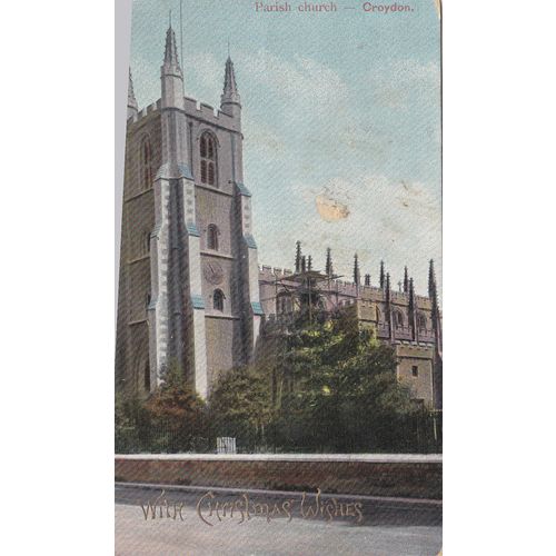 Vintage Colour Postcard Croydon Parish Church, Surrey - Fields Croydon Series 65