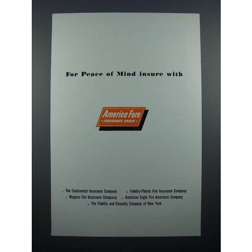 1954 America Fore Insurance Ad - For Peace of Mind