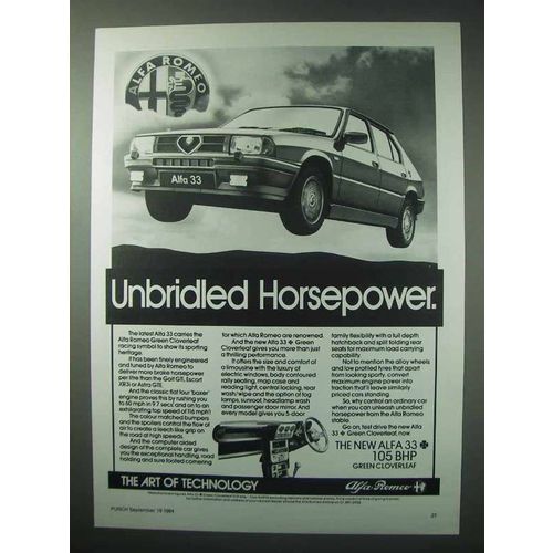 1984 Alfa Romeo 33 Car Ad - Unbridled Horsepower
