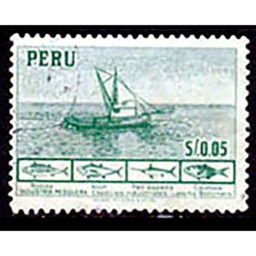 Peru 1952 Local Motives 5c Used Stamp Fish.