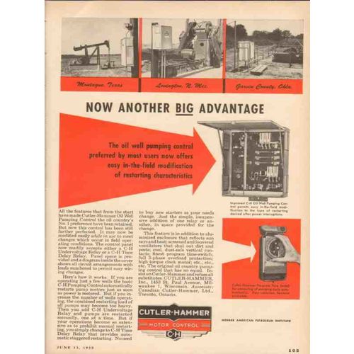 CUTLER-HAMMER INC 1955 Big advantage oil well pump controls vintage ad