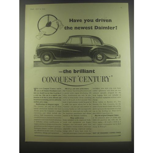 1954 Daimler Conquest Century Car Ad - Have you driven the newest Daimler?