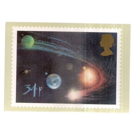 HALLEY'S COMET 34p stamp.. issued 1986 by Post office unused postcard =