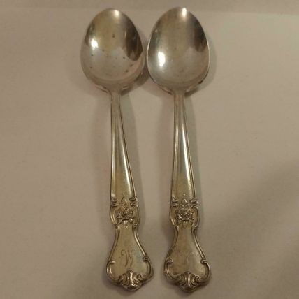 Rose Spoons Old Company Plate 1950's Silver Teaspoons SET 2 SIGNATURE ROSE