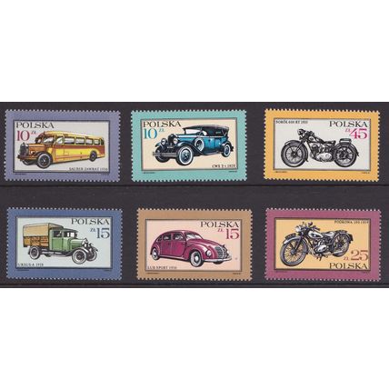 POLAND/POLSKA 1987 Motor Vehicles (Motorbike/ Truck/ Bus) set of 6 - VFMNH