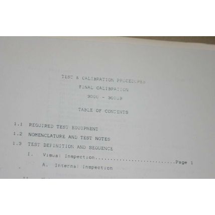 Wavetek 3000/3000B Test/Calbration Proceedure Instruction guide Manual