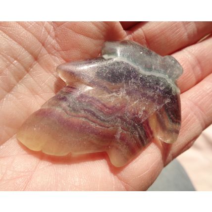 G Fluorite Leaf Gemstone Touch Stone 2.50 Inch Energy Work Pendant Inclusions