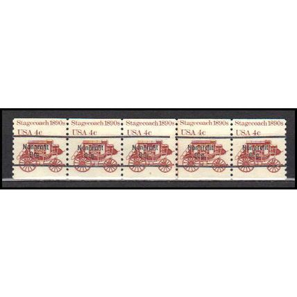 1898Ab 4c Stagecoach Fine MNH Dry Gum PNC 5/5 Line Gap AA0064