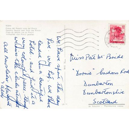 Rome Piazza del Popolo Italy Postcard 1964 used VGC