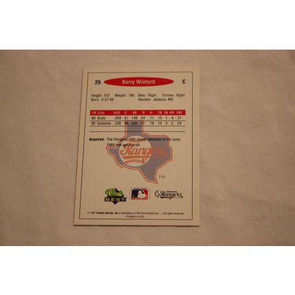 Barry Winford 1991 Classic Best NO. 25