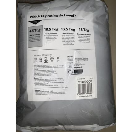 Argos Home Anti-Allergy 4.5 Tog Duvet - Kingsize
