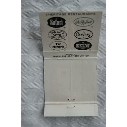 Matchbook Cover Heritage Restaurants