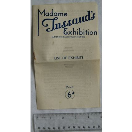 1948 Madame Tussaud's Exhibition List of Exhibits