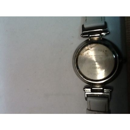 Ladies Embassy White Dail White Faux Leather Buckle Band Quartz Watch EM3674L