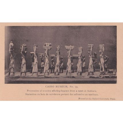 Sakkara Tomb Procession Of Wooden Offering Bearers Egyptian Postcard